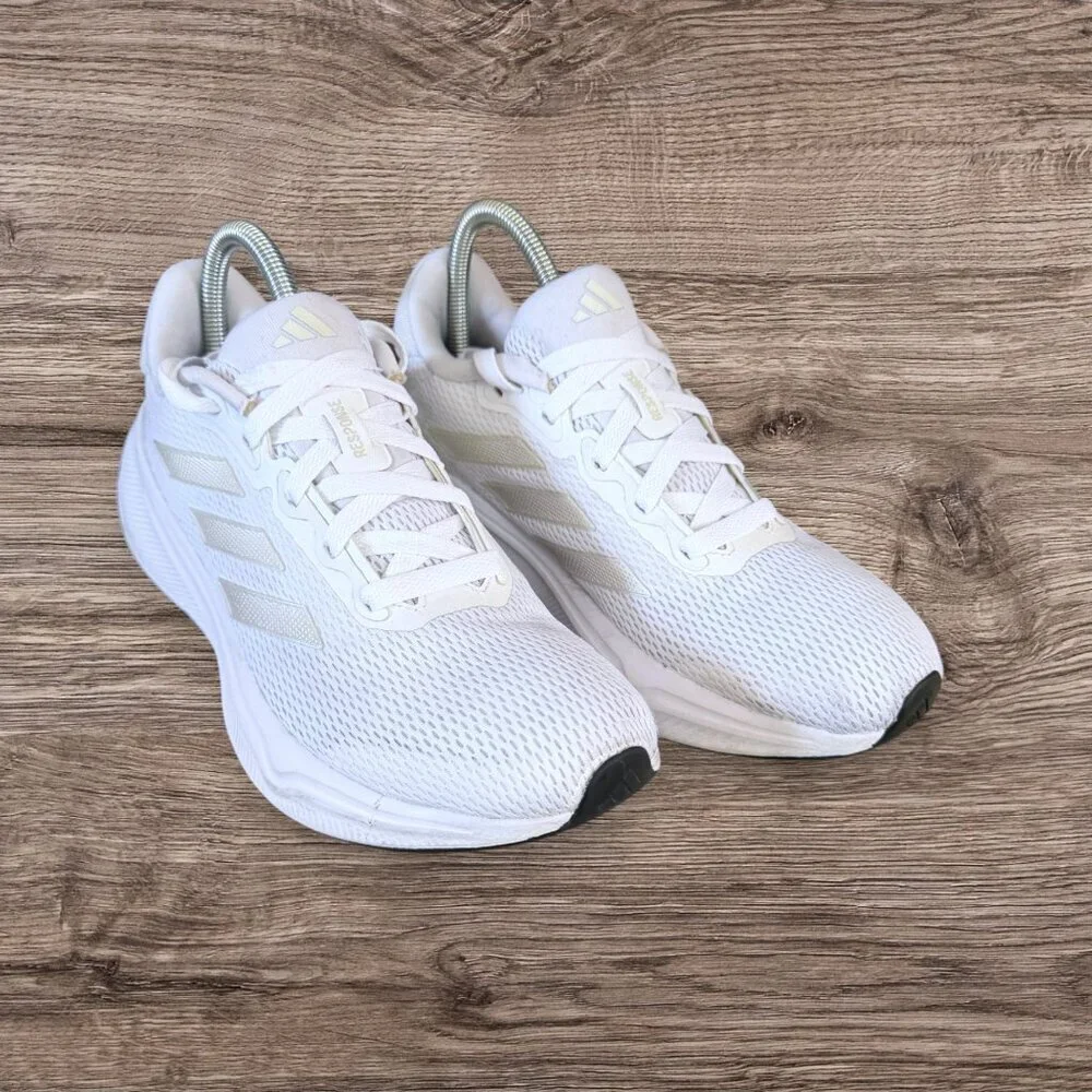 Adidas Response Womens 8.5 Super White Mesh Running Sneakers Minimal Athleisure